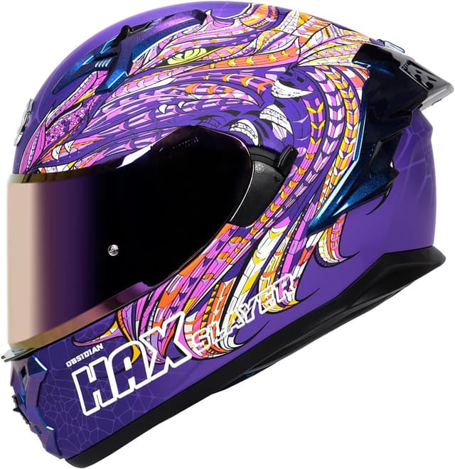 Detalle 2 de HAX Obsidian Pro Full Face Dual Visor Motorcycle Helmet (Pinlock Ready, DOT Approved) — Slyer Purple, Adult