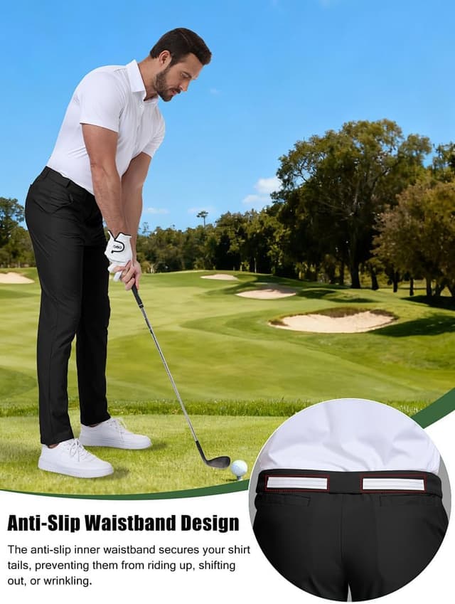 Detalle de SPOSULEI Men’s Golf Pants with Elastic Waist, Quick-Dry Water-Resistant Fabric & 4 Pockets