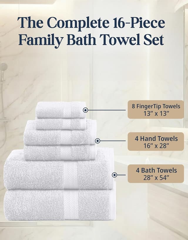 Detalle 2 de LANE LINEN 16-Piece Bath Towel Set