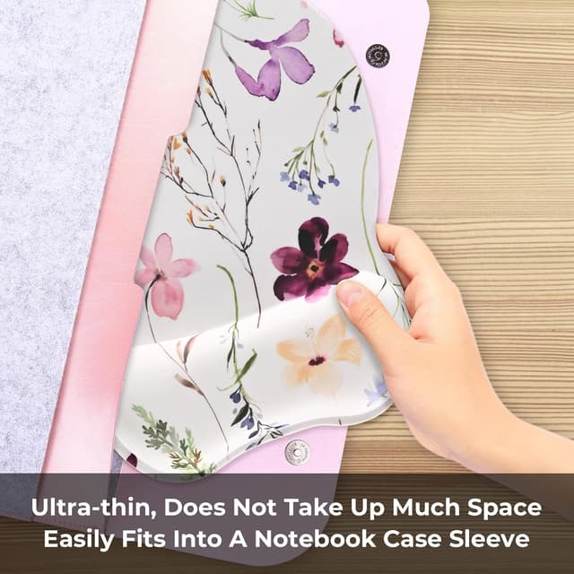 Thumbnail 6 de EooCoo mouse mat with wrist support (memory foam) – ergonomic gaming desk accessory, white flowers