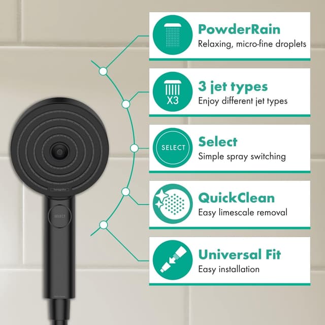 Detalle 2 de Hansgrohe Pulsify Select S Ducha Mano 105 - Negro Mate