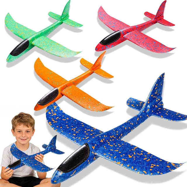 Detalle de Avion jouet enfant 37 cm (lot de 4) en mousse EPP/EVA – planeur interactif pour jeux extérieurs