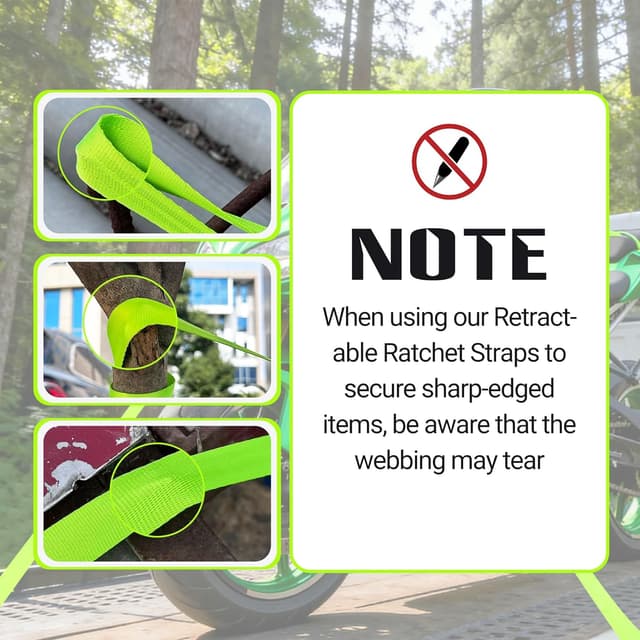 Detalle 2 de Retractable Ratchet Straps 1,800 lb Break Strength