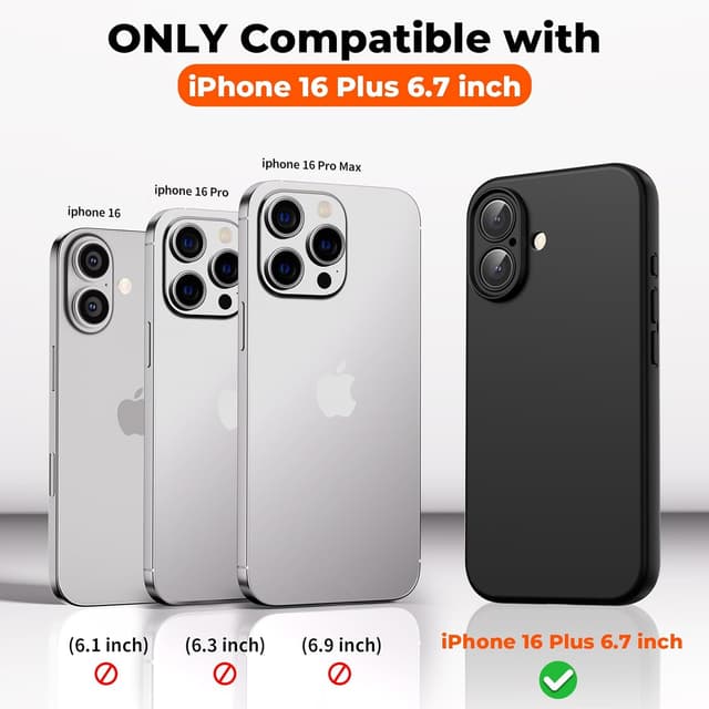 Detalle 2 de SUPFINE Designed for iPhone 16 Plus Case in Premium Liquid Silicone (Black)