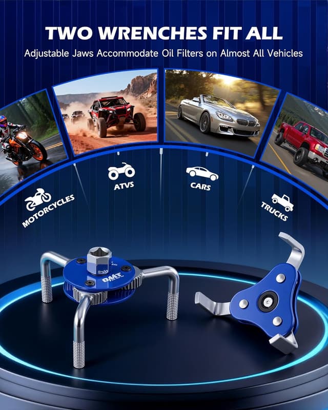 Detalle 2 de Orion Motor Tech 2pc Adjustable Oil Filter Wrench Set (2.5–4 & 2.7–5.1 in, 1/2 & 3/8 in drive)