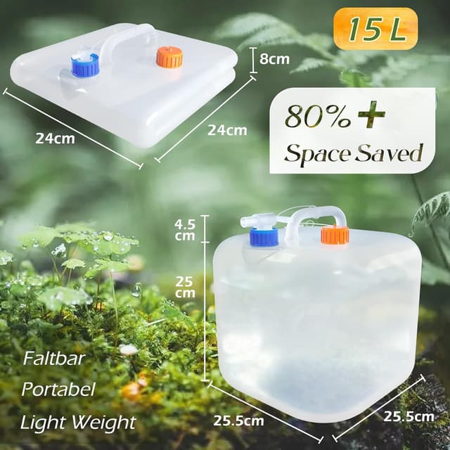 Detalle 2 de Reinalin faltbarer Wasserkanister mit Hahn – platzsparender Wassertank für Trinkwasser beim Camping