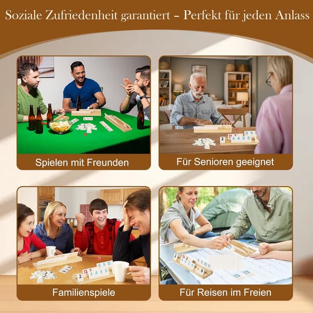 Detalle 2 de Rummy Cup Brettspiel 160 Melamin-Fliesen