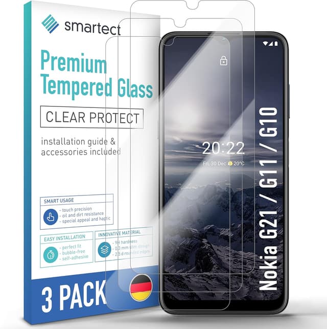 Detalle de smartect Vetro Temperato per Nokia G21 / G11 / G10 (3 pezzi, Clear) con installazione senza bolle