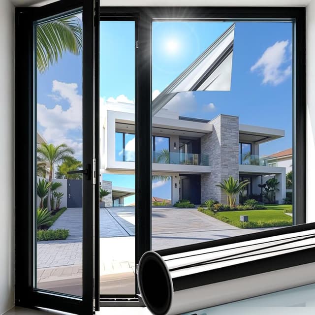 Detalle de Folizent One Way Clear Window Film (Silver) – privacy, UV block and heat control for home & office windows, 44.5x200cm