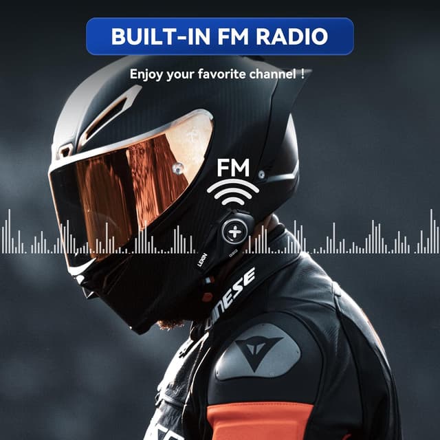 Detalle de LEXIN G2P Motorcycle Bluetooth Headset Intercom (1000m) with FM Radio, Noise Cancellation and Universal Pairing