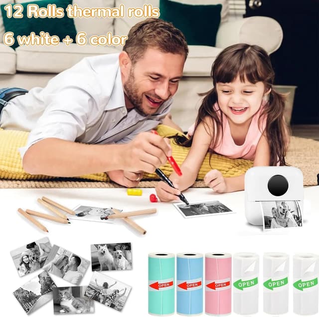 Detalle de Farnirvana 12 rotoli di carta termica 57 x 25 mm per mini stampanti e stampanti fotografiche istantanee