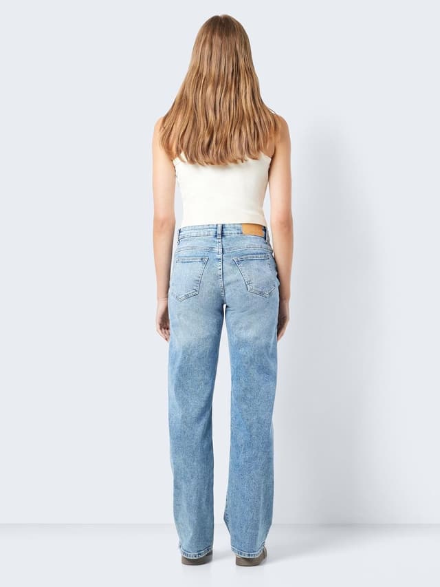 Detalle de Noisy May NMYOLANDA wide leg denim jeans with regular rise and distressed finish