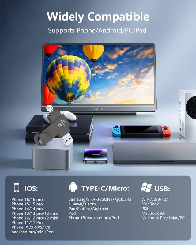 Thumbnail 4 de Ryican 256GB Chiavetta USB 4 in 1 per iPhone