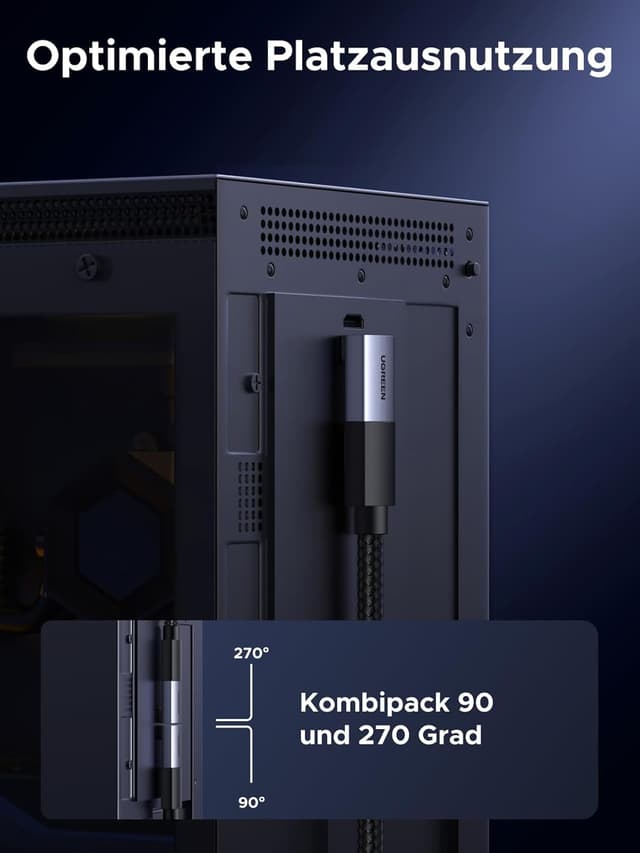 Detalle de UGREEN 8K HDMI Adapter (Winkelstecker 90°/270°, HDMI 2.1) für 8K@60Hz & 4K Gaming