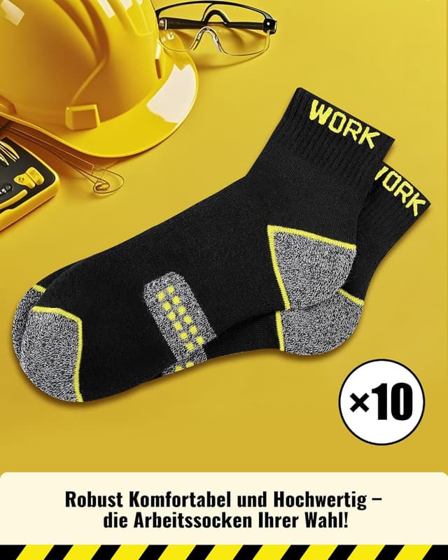 Detalle 2 de Effeet Calze da lavoro uomo (10 paia) con rinforzi su punta e tallone, traspiranti e imbottite
