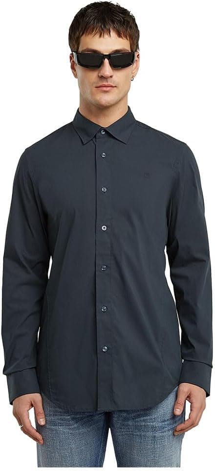 Detalle de G-Star Herren Uniform Slim Shirt mit Hemdkragen, Knopfleiste und verstellbaren Manschetten