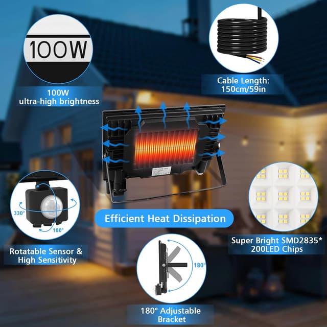 Thumbnail 4 de NATPOW Outdoor Security Light with Motion Sensor