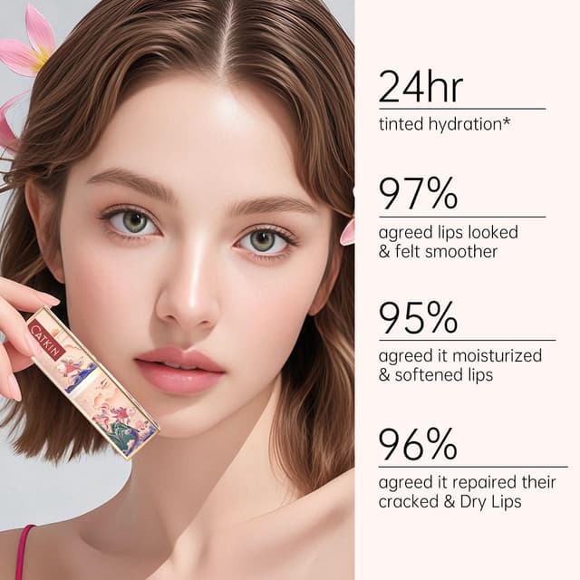 Detalle de CATKIN Feuchtigkeitsspendender Lippenbalsam mit Farbwechsel (Hyaluronsäure & Vitamin E), 3,5 g