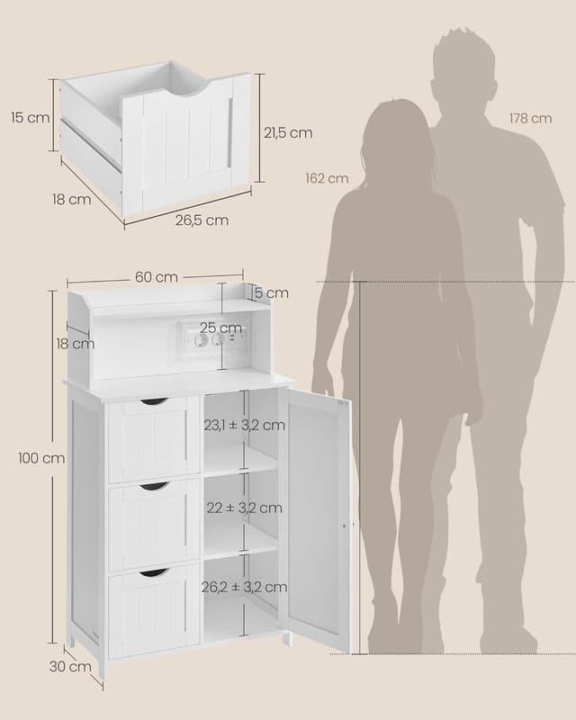 Detalle de VASAGLE BBC775W03 mobile bagno 100 cm