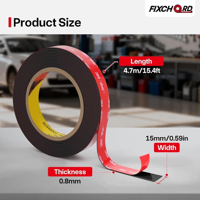 Detalle de FIXCHORD Double Sided Tape Heavy Duty – extra strong waterproof mounting tape (black)