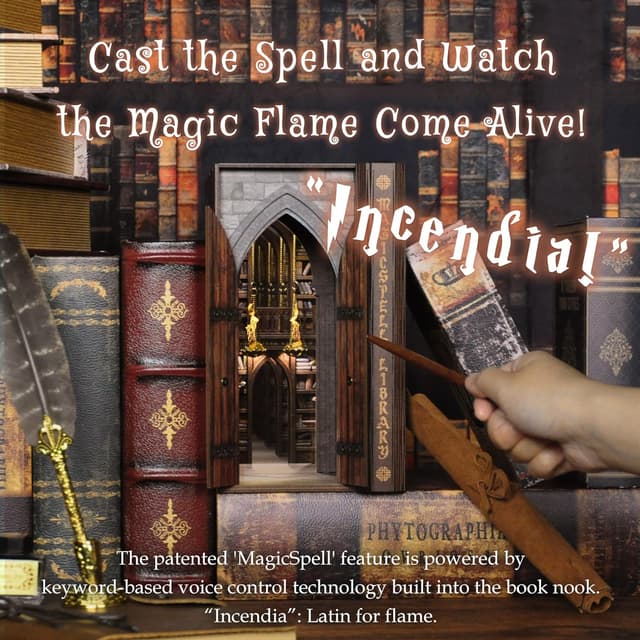 Detalle de Dolphin Island DIY Book Nook Kit for Adults: Infinite Magicspell Library with Flame Illusion