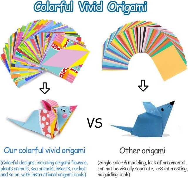 Detalle de hapray Kids Origami Kit (Ages 6–12) with 96-page guiding book, 152 papers and 72 patterns