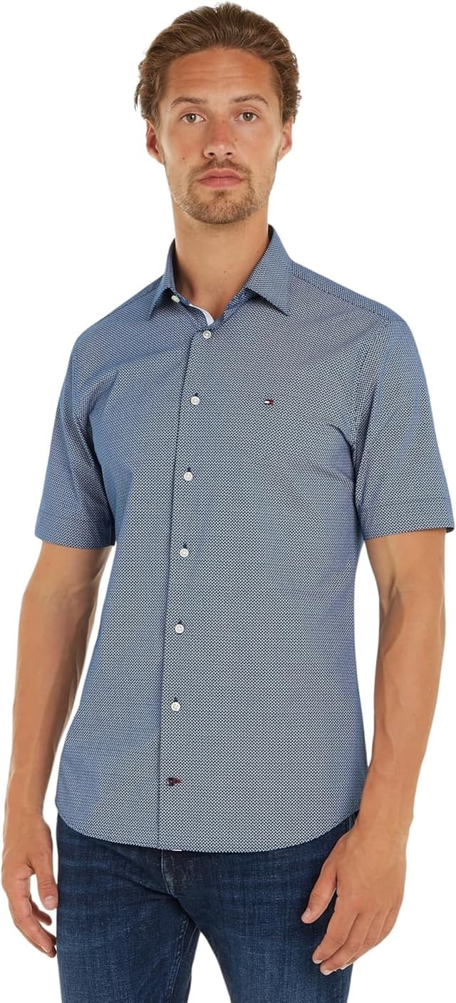 Thumbnail 4 de Tommy Hilfiger men short-sleeve shirt with semi-spread collar in organic cotton & linen