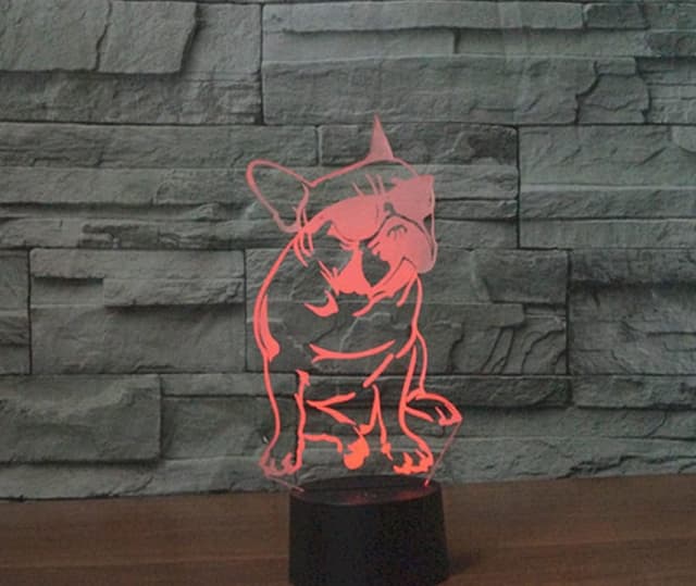 Detalle de SUPERRUIDALONG 3D Französische Bulldogge Nachtlicht mit Fernbedienung, 16 Farben und LED-Dimmfunktion