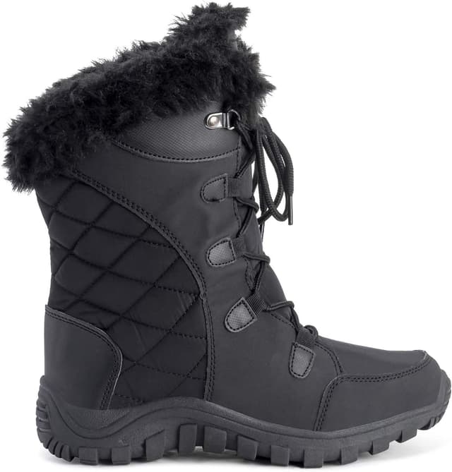 Detalle de Bottes hiver femme matelassées Lacent avec revers en fausse fourrure et semelle en caoutchouc