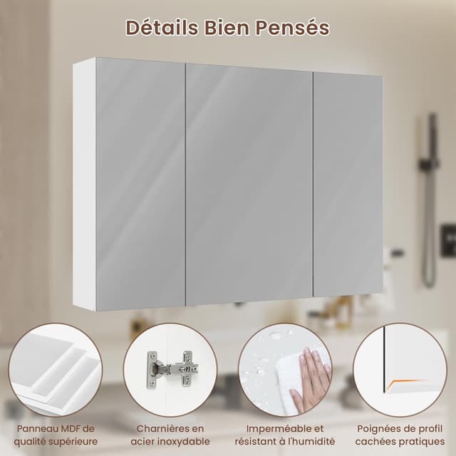 Detalle 1 de DICTAC armoire de salle de bain 80×60×16