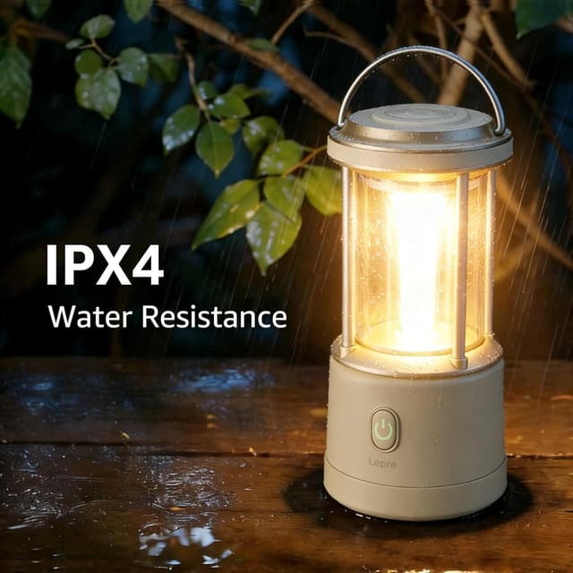 Detalle de Lepro Lanterne Camping LED 1100 lm, dimmable 5 modes sur piles AA (IPX4)