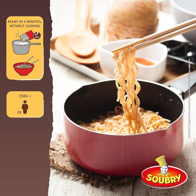 Detalle 2 de SOUBRY Noodles Fideos Chinos Orientales 🍜 12x250g