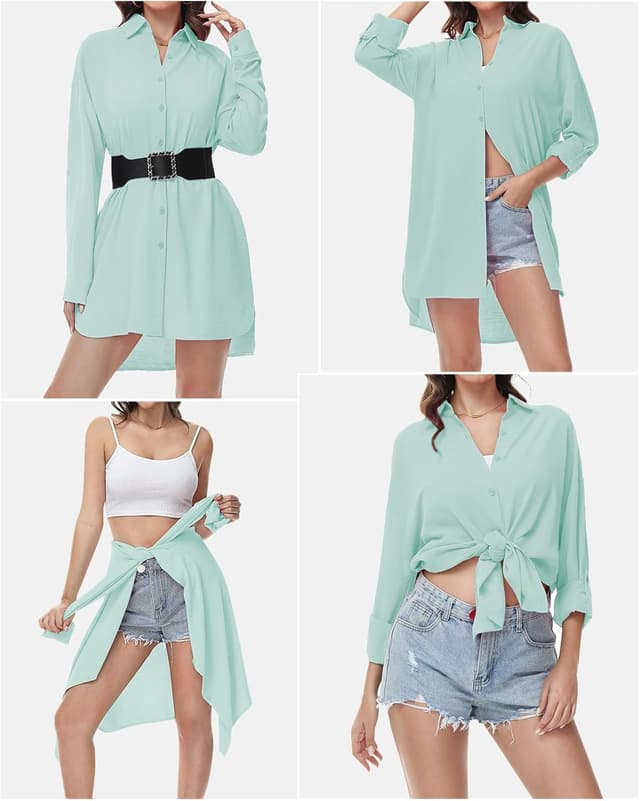 Thumbnail 3 de Tanmolo Damen Bluse V-Ausschnitt Langarm