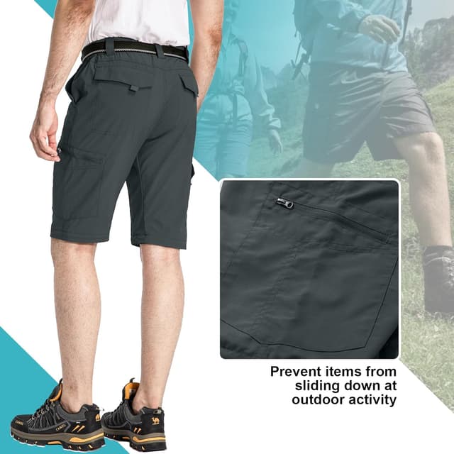 Detalle de mosingle Men’s Walking Hiking Zip-Off Trousers (Safari Cargo) – Quick-dry Convertible Travel Pants