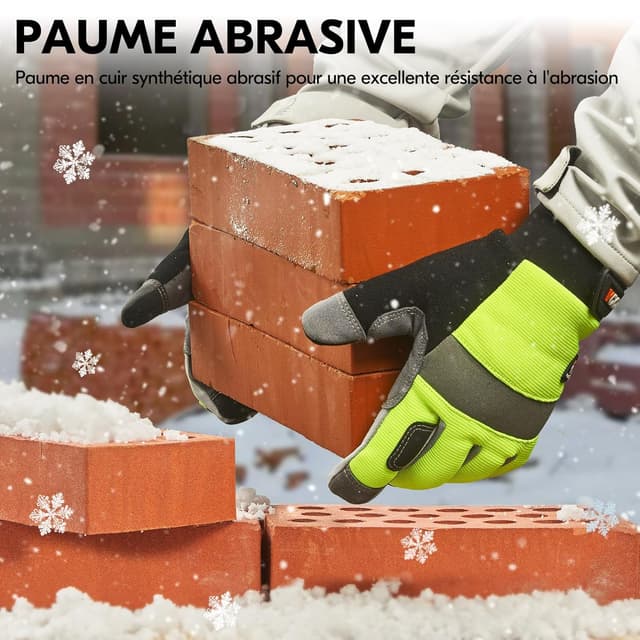 Detalle de Vgo… SL7584FLWP : paire de gants de travail d’hiver imperméables compatibles écran tactile