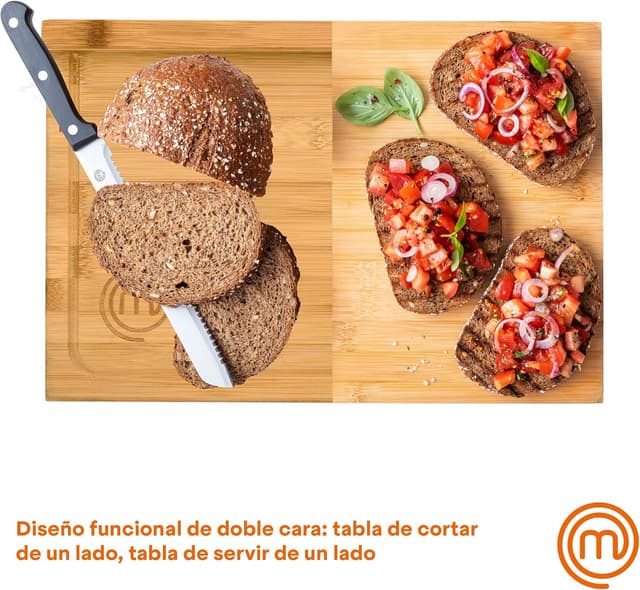 Detalle 1 de MasterChef Tabla de Corte de Bambú 🥘 Sostenible y Antideslizante