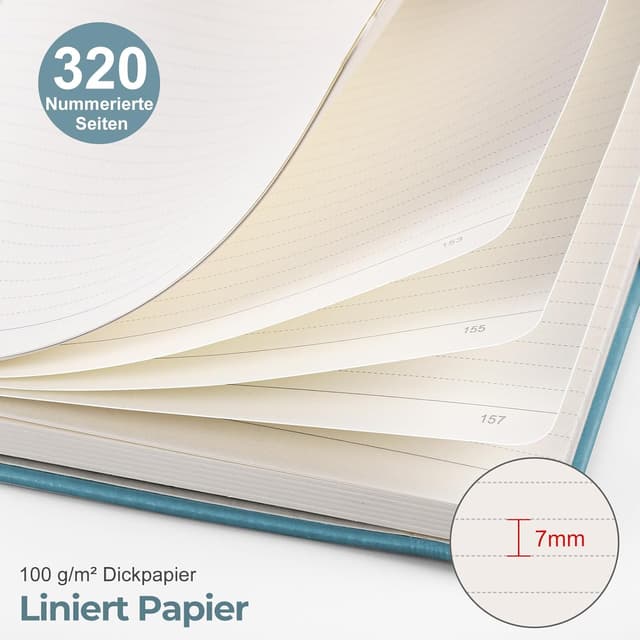 Thumbnail 2 de EMSHOI Notizbuch A5 Leder Hellblau