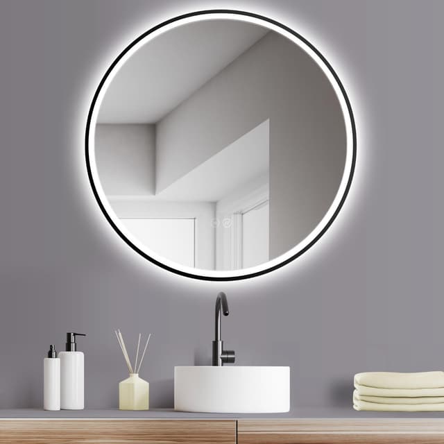 Detalle de HOKO Specchio da Parete Rotondo 80 cm con LED, antiappannamento e comando touch