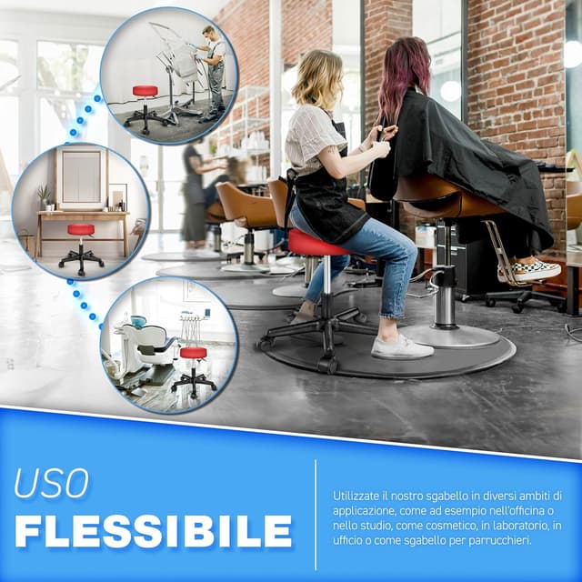 Detalle de TRESKO sgabello girevole da lavoro per estetiste, studi e ambulatori, regolabile in altezza