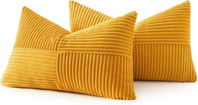 Thumbnail 6 de MIULEE 2er Set Herbst Kissenbezug 30x50 cm in Gelb (Kord) – Patchwork-Design