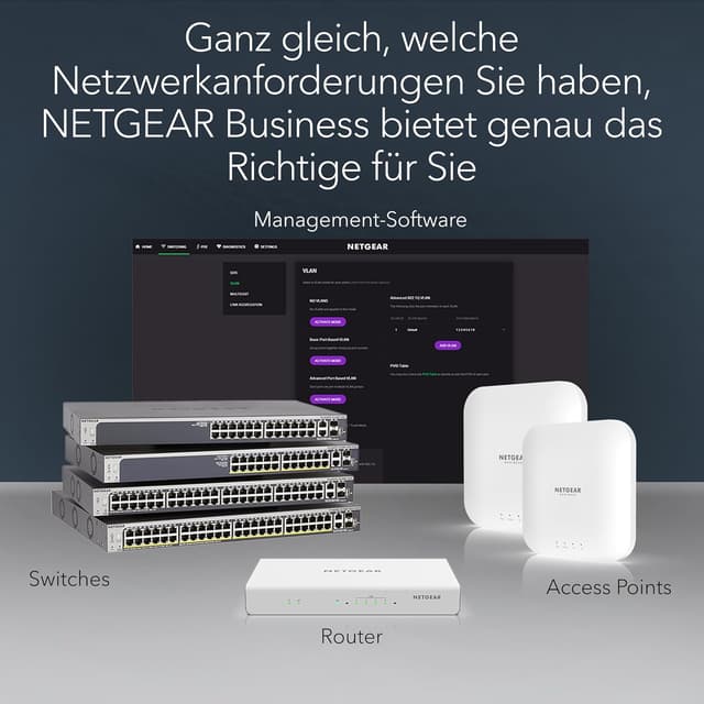Detalle de NETGEAR GS324P 24-Port Gigabit PoE+ Switch (16× PoE+, 190 W, Plug-and-Play) für Desktop oder 19-Zoll Rack
