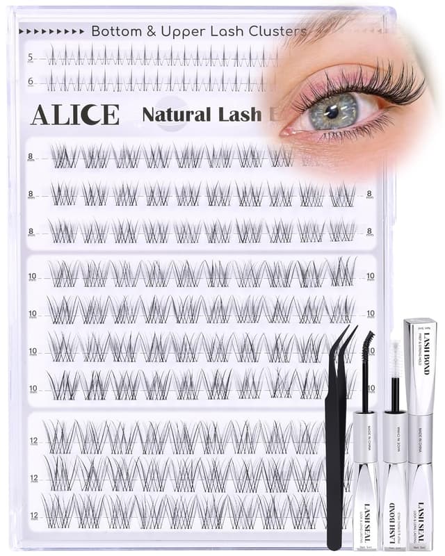 Thumbnail 6 de ALICE Short Lash Clusters Kit (8mm–10mm–12mm) with Clear Band, Bond & Seal for DIY Wispy Lash Extensions