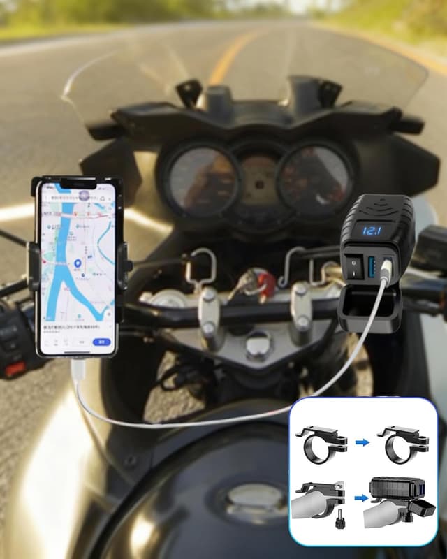 Detalle 2 de Prise USB Moto QC3.0 PD 30W avec voltmètre