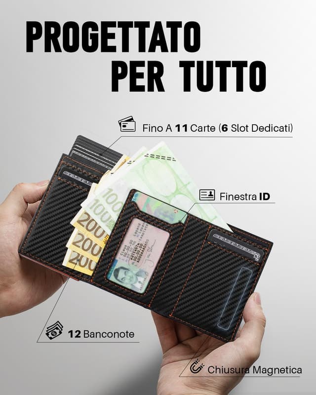 Detalle de MYSHION portafoglio pop up RFID 11 carte