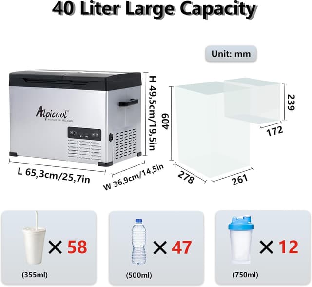 Detalle 2 de Alpicool CHS55 40 l 12V Kompressor-Kühlbox