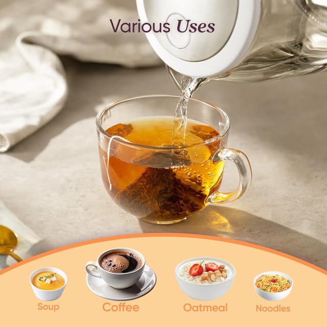 Detalle de Cosori Electric Kettle (1.7L) with Borosilicate Glass, No Plastic Contact, Auto Shut-Off, 1500W