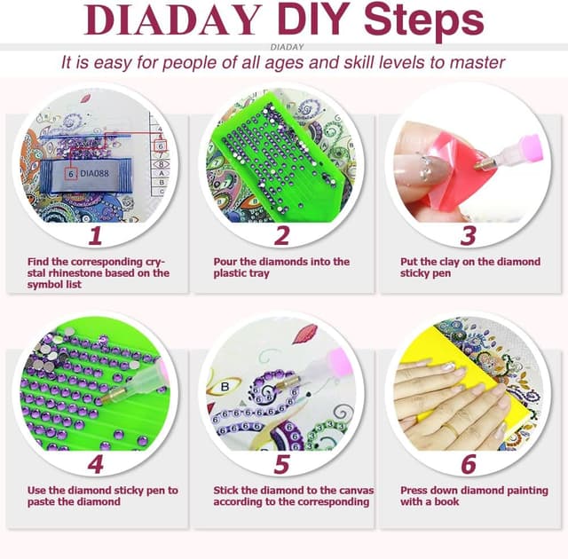 Detalle de DIADAY DIY Elephant 5D Diamond Painting Kit (Special Shape) – 12 x 12 Inch Crystal Rhinestones Set