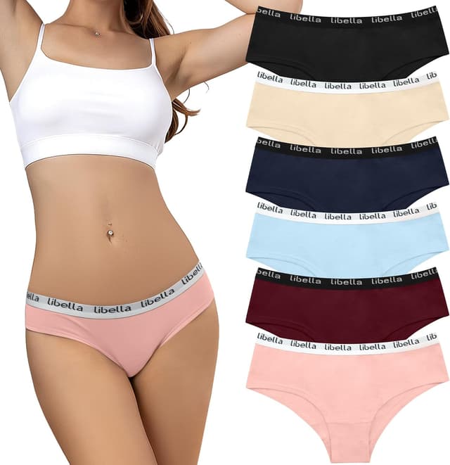 Detalle de Libella Culotte femme en coton (lot de 6) taille basse, confort respirant et extensible