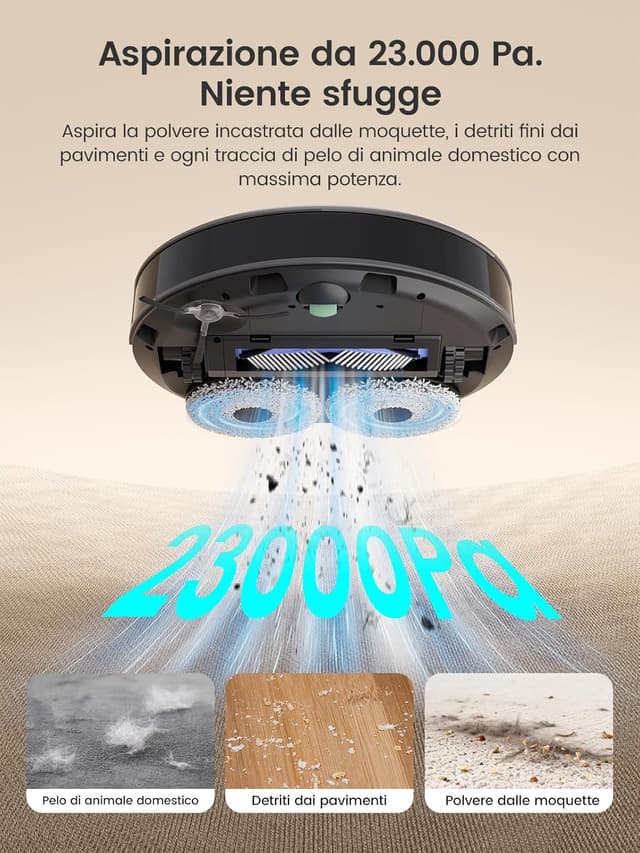 Detalle de LEFANT M3 Ultra Robot Aspirapolvere e Lavapavimenti con mappatura laser dToF 360° e lavaggio a 75°C