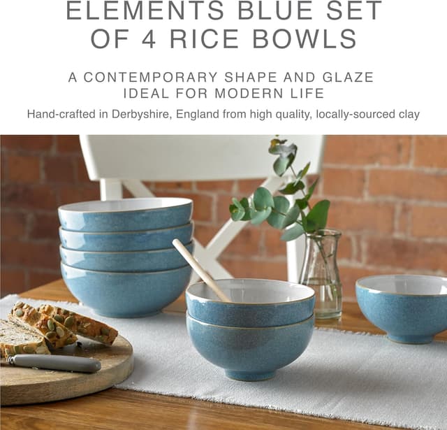 Thumbnail 1 de Denby Elements Blue Rice Bowls 480ml set